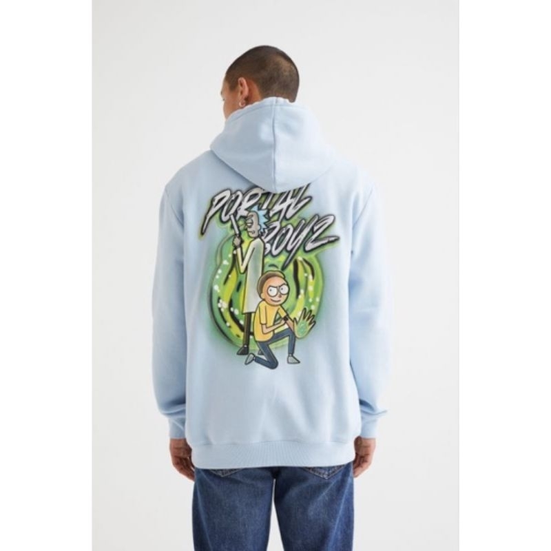 Hoodie H&amp;m Rick N Morty Pink Blue Hnm Pria Wanita Full Tag Free Paper Bag