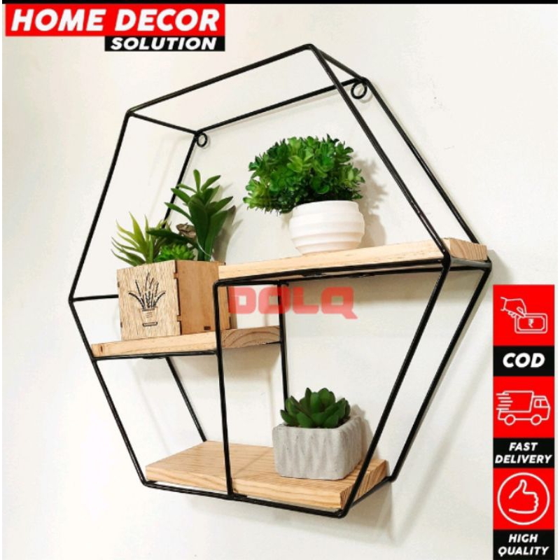 rak dinding besi dekorasi vintage Hiasan dinding rumah ornamen ruang tamu