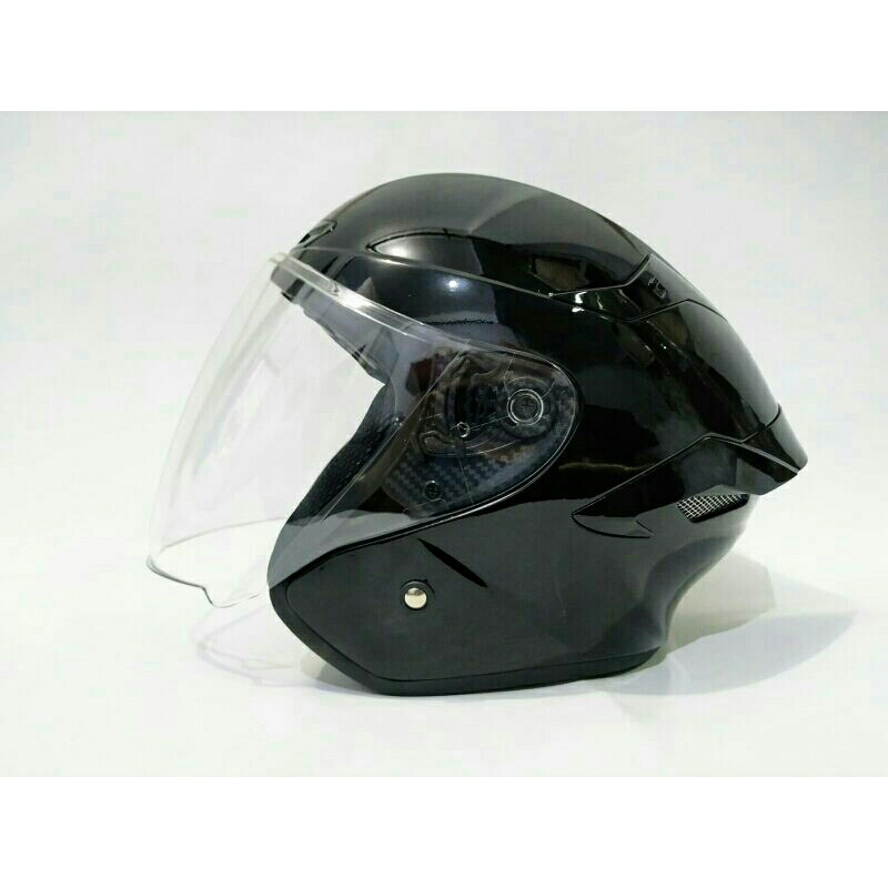 HELM ARL TT COURSE HITAM GLOSSY SINGLE VISOR HALF FACE SNI.
