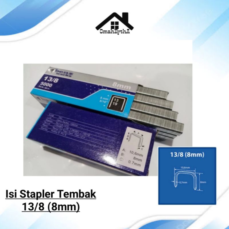 

Isi Stapler Steples Tembak 13/8 (8mm) BENZ / Refill Stapler Tembak