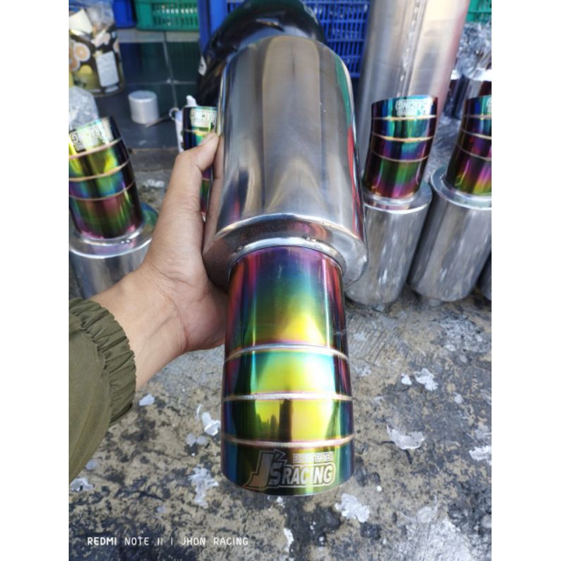 knalpot JS racing pelangi suara gahar cocok mobil Brio Avanza l300 jazzs Sigra calya dll
