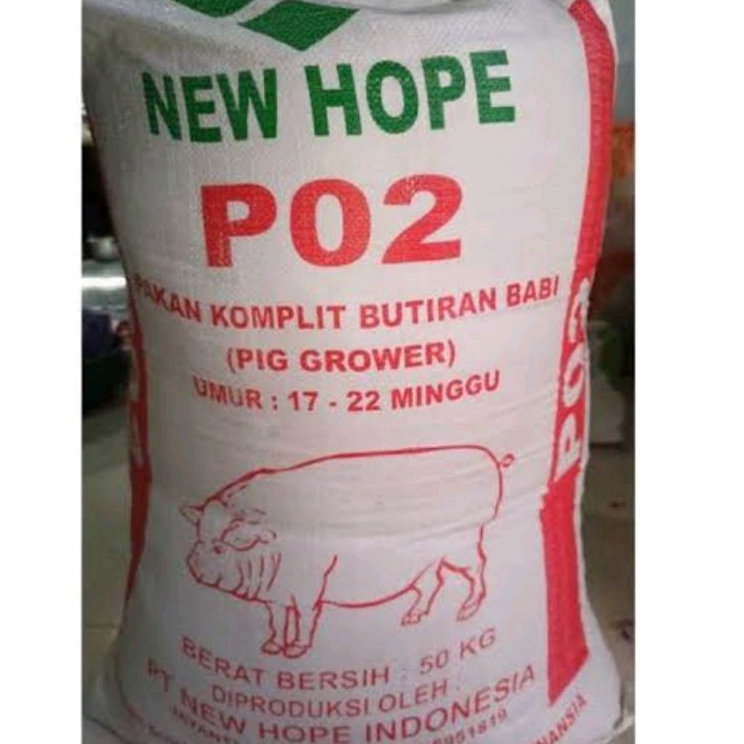 Pakan Ayam New Hope PO2 Pur Unggas Ayam Babi Pelet Repack 1kg