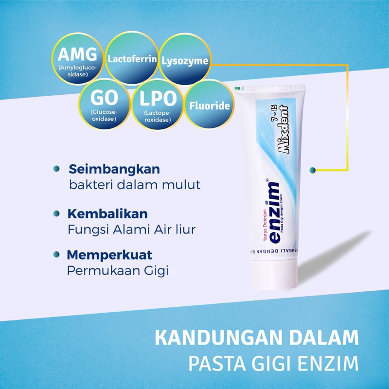 Enzim Mixdent Pasta Gigi Anak Remaja Sekolah 7-15th Odol Floride Kids Tooth Paste Cegah Gigi Berlubang NO DETERGENT