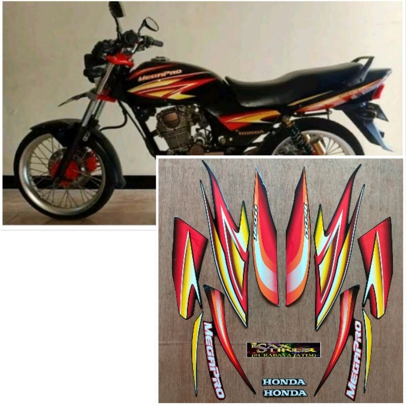 Striping original Honda Megapro hitam Lis merah tahun 2004