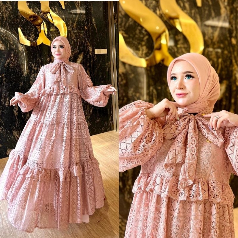 (BISA COD) 100% ORI GAMIS BROKAT DASI BY SHELLASAUKIA
