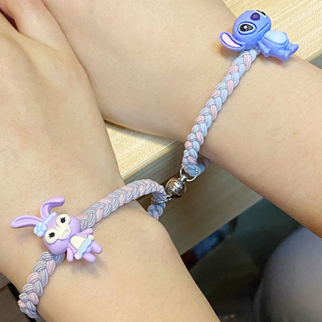 TERBARU COD Gelang Couple Magnet 2Pcs Karakter Kartun Bracelet Pasangan Sahabat Bestie GLG13 COD R2a