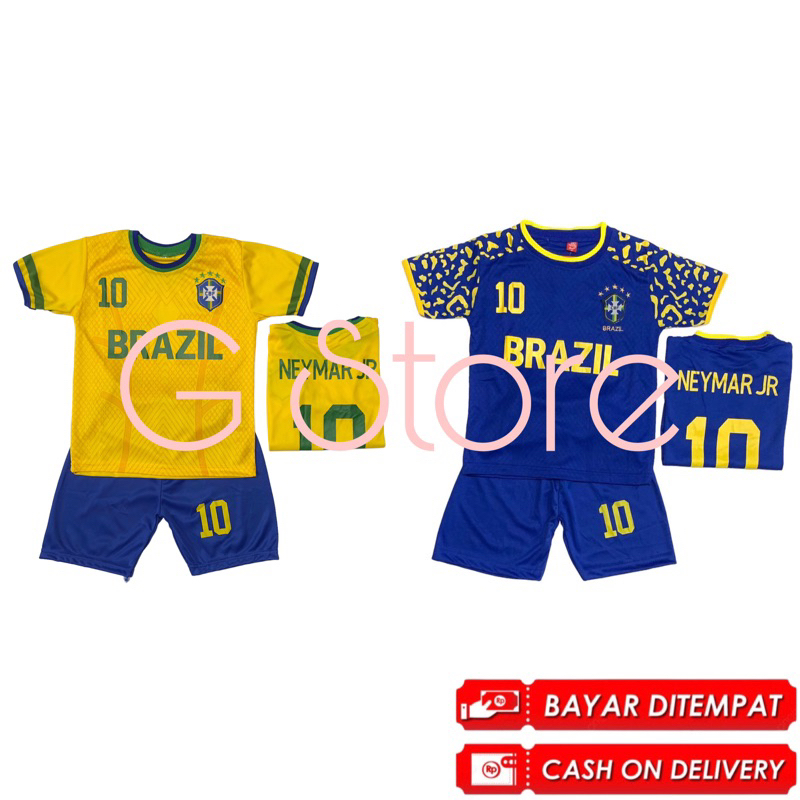 BISA COD / JERSEY BOLA BRAZL / SETELAN BAJU BOLA BRAZL ANAK TERMURAH / TERBARU 2022-2023