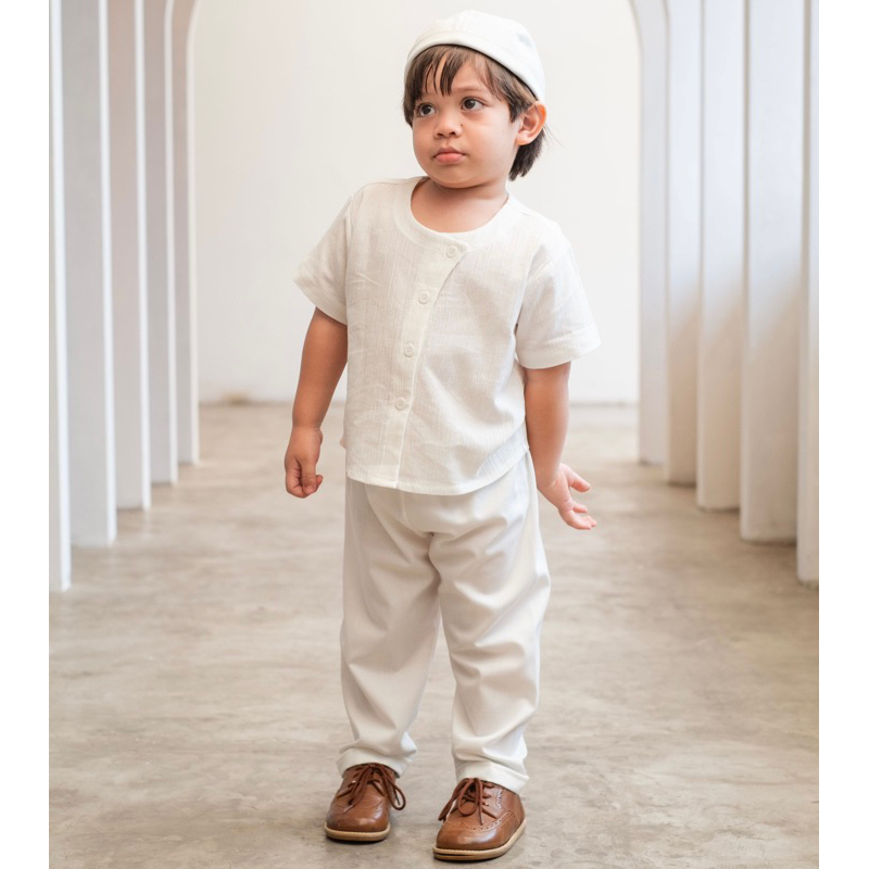 BOY ZAMORA SET - Setelan Baju Anak Koko Linen Ceinkle Muslim Kurta Bayi Baby Kids LakiCewe Cowo Katun Lucu Murah 1 2 3 4