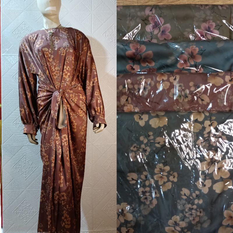 kaftan Armani Brown Silk ikat depan