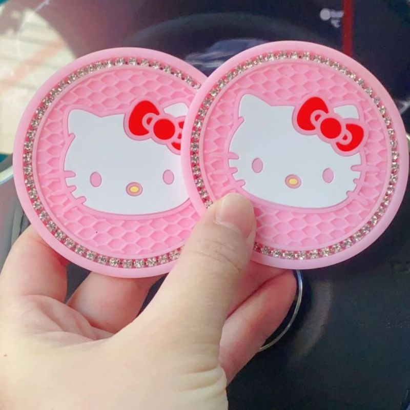 (1pcs)￼SIMPLE Silicone Cup Holder Crystal Anti Slip Mats Car Coasters Rhinestone Bling Soft Dog Paw Interior Accessories