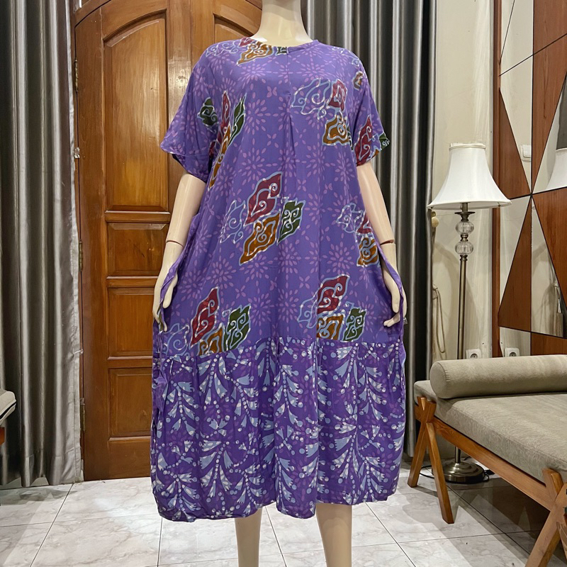 NTSY/ Daster Simple Cantik Batik Cap Rempel Bawah Daster Batik Cap Warna Soft LD 110