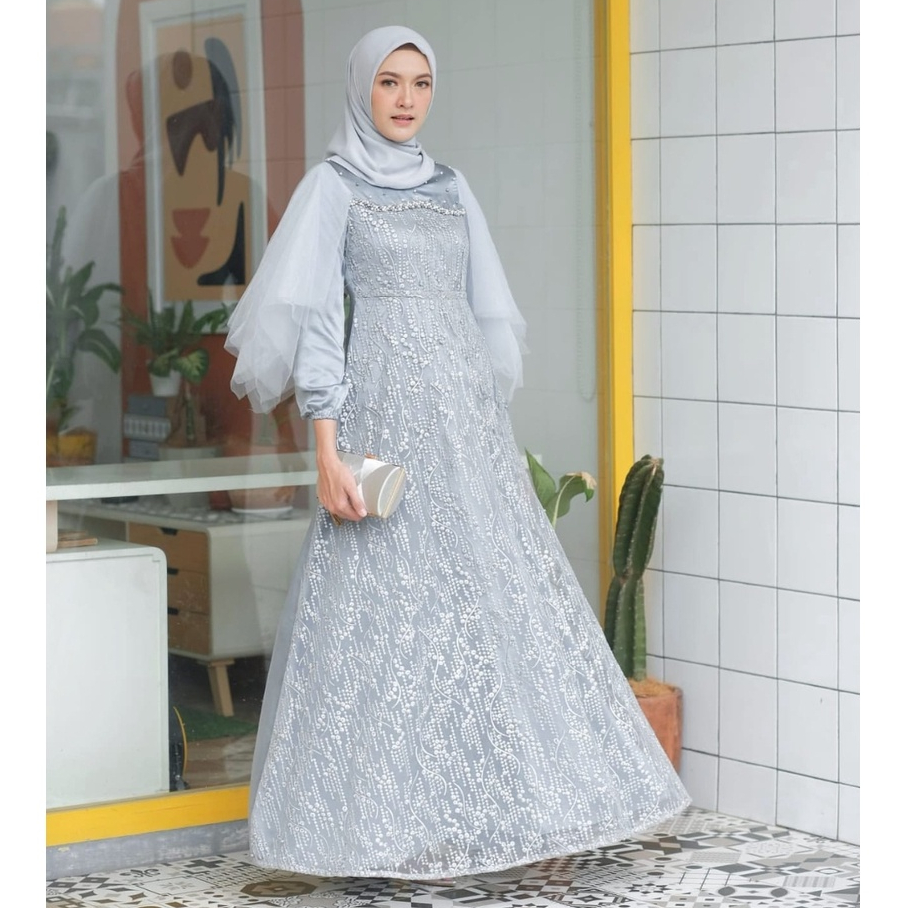 Luna Dress Brukat Muslim Jumbo XXXL Ld 120CM Ld 110CM Ld 100CM Brokat Lucia Dress Calista Maxi Premium Kondangan Kekinian Terbaru Lebaran Grosir Dres Pesta Tunagan Lamaran Pernikahan Resepsi Wisuda Seragaman Baju Lebaran Gaun Pesta Murah Konveksi Sage