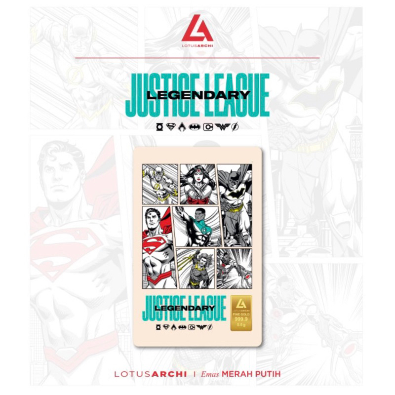 Logam Mulia Lotus Archi - Justice League Legendary 0.5gram / Flash Superman Batman Wonderwoman Aquam