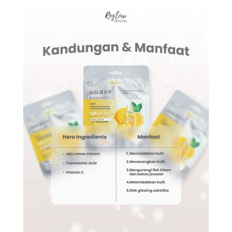 Reglow Series Paket Acne dan Pemula by dr.Shindy Putri Perawatan Kulit BPOM 3 Item (Facial Wash, Sheet Mask 3 pcs, Cream)