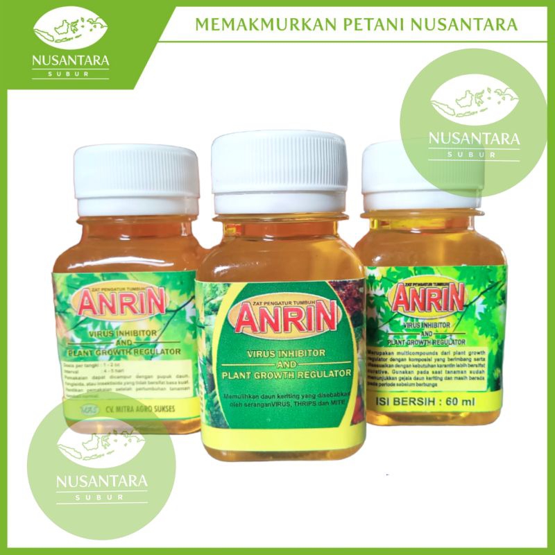 ANRIN ZAT PENGATUR TUMBUHAN MEMULIHKAN DAUN KERITING dan VIRUS 60 ML