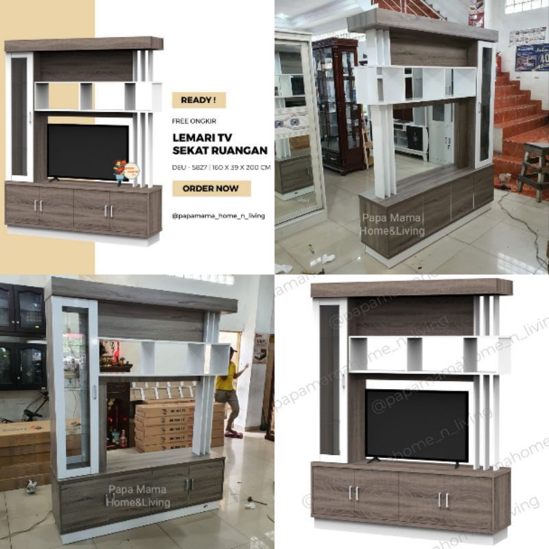 Lemari Hias TV Minimalis - Lemari TV DWI Funsi Sekat Ruangan 160x200 cm