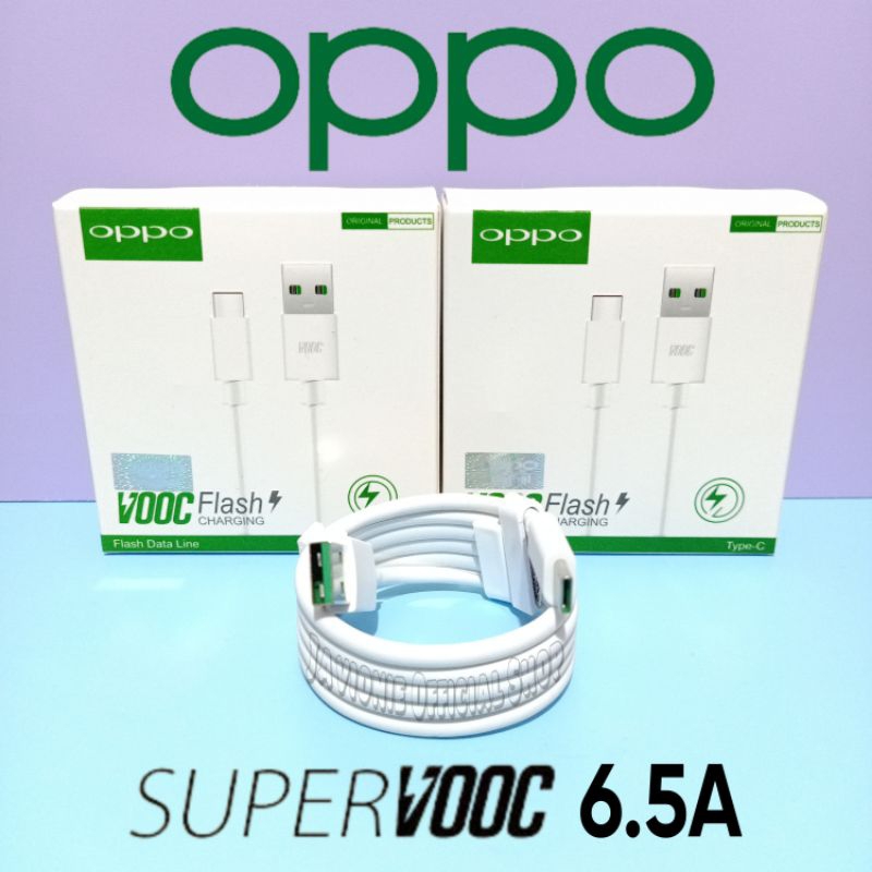 Kabel Data Charger Casan Cas OPPO Reno 1 2 3 4 5 6 7 8 8T 7z 8z Pro 4G 5G ORI Super VOOC TYPE C 6.5A Flash Charge