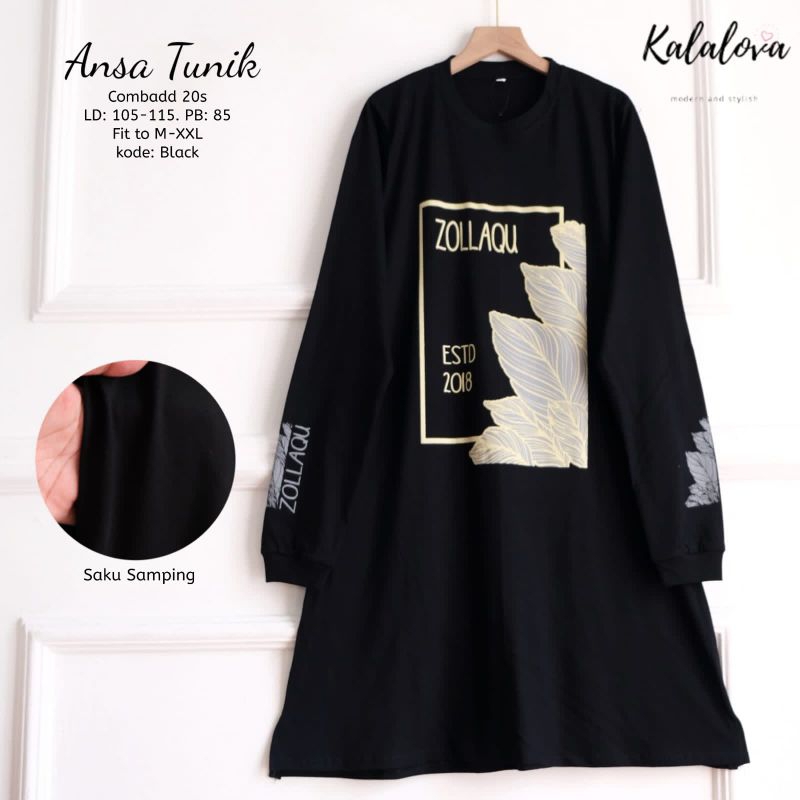 Atasan Tunik Fashion Women Style Cantik Elegan.Tunik Motif Sablon Print Daun Berkualitas