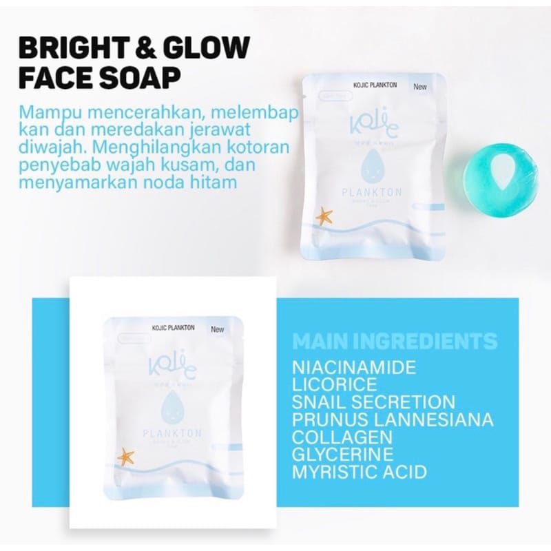 SABUN KOJIC PLANKTON SOAP 40g BRIGHT GLOW FACE SOAP