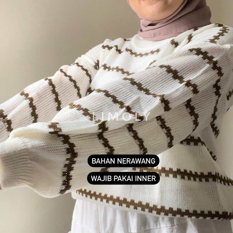 Sweater Rajut Stripe Oversize / Sweater rajut Wanita