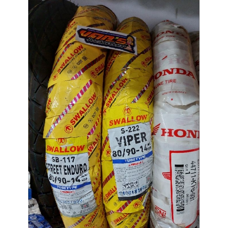 BAN LUAR SWALLOW TUBE TYPE UKURAN 80/90-14 UNTUK DEPAN BEAT SCOOPY VARIO VARIO 125 VARIO 150