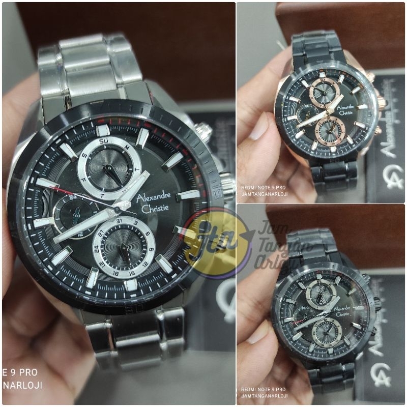 New Alexandre Christie Pria AC6581 Stainless Steel Jam Tangan Cowok AC 6581 Original