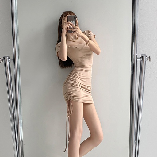 [Premium]Korean  Short Slevee Bodycon Mini Dress 7329 (S/M/L)