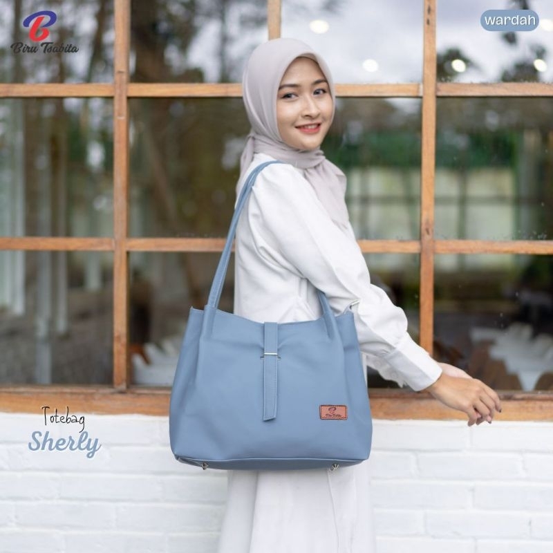 TOTEBAG SHERLY BY BIRU TSABITA BAHAN CHOCHOLY HALUS LEMBUT ANTI AIR PREMIUM TAS KERJA KULIAH NGAJAR NGANTOR