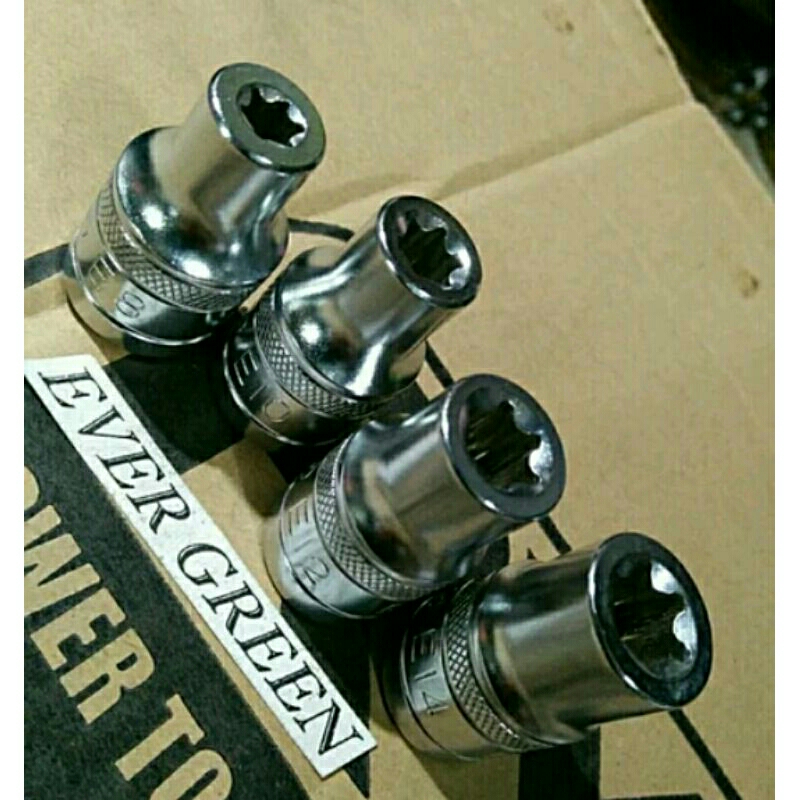 Mata Kunci Sok Bintang 5 pcs : Type E 8 + 10 + 12 + 14 + 16 LIPPRO (star bit socket / shock L bintan