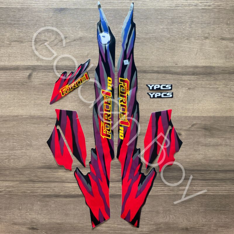 STIKER STRIPING LIS STANDAR YAMAHA FORCE 1 1993 1994 1995 Striping Force 1 1993 Hitam Merah