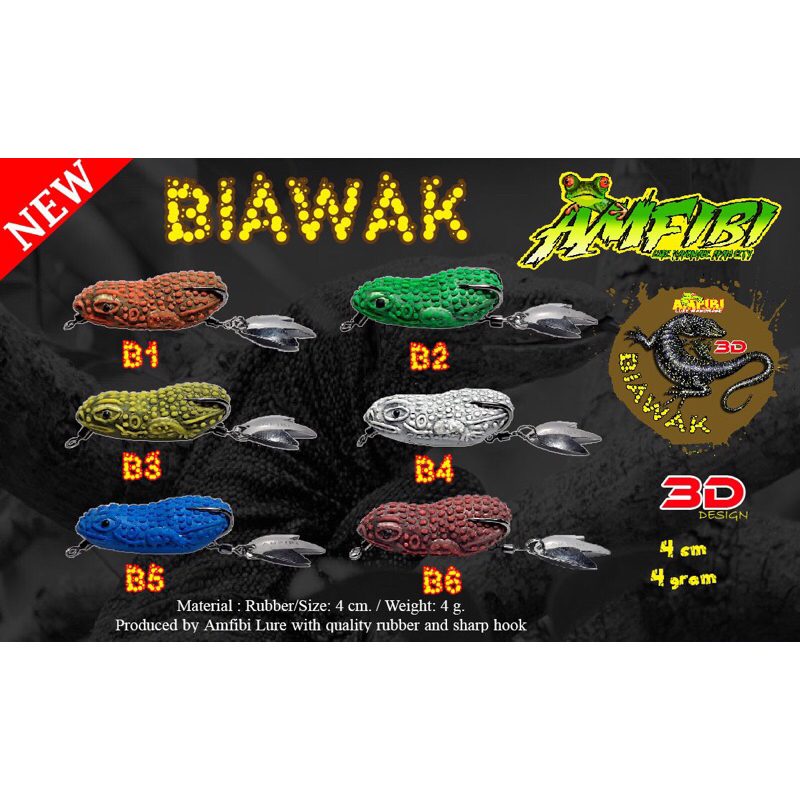 Biawak 3D by Amfibi lure Best seller termurah Umpan casting Soft frog lure Umpan Mancing Gabus