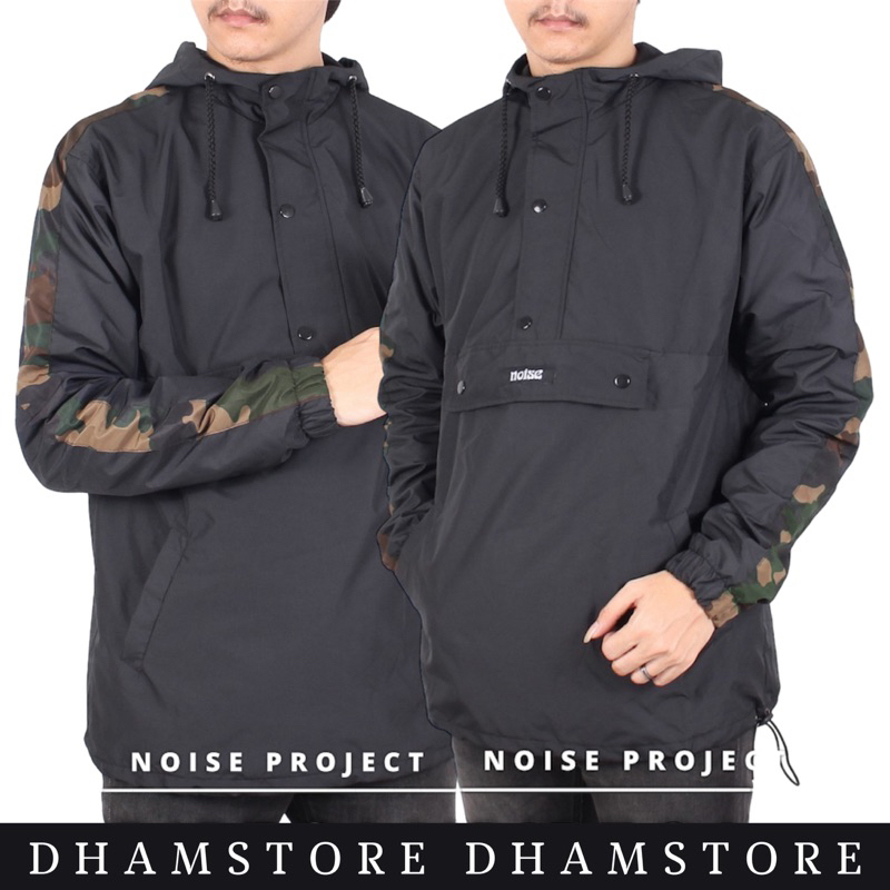 Jaket Cougle Noise Hitam List Loreng Jaket Parasut Pria Jaket Outdoor