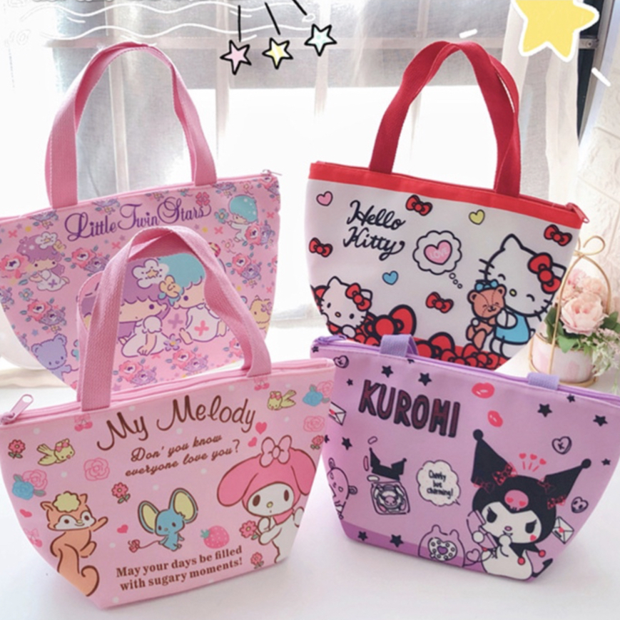 NAOMI - Lunch Bag Emiko - Tas Bekal Aluminium Foil Anak Motif Sanrio - Tas Kotak Makan - Tas makan aluminium Foil - Lunch bag sanrio karakter