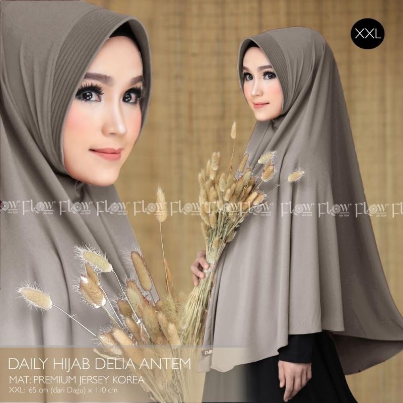 Bergo Delia XXL soft pad antem ori Flow Hijab - khimar bergo Premium