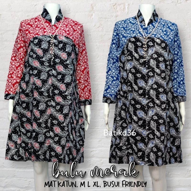 Dress murah kekinian cantik banget batik katun kerja baju atasan wanita modern seragam seragaman tunik casual kuliah muslim muslimah nikahan ibu ibu cewek remaja pkk lengan panjang kembaran keren hits bagus cantik kekinian shopee fashion salur bunga js