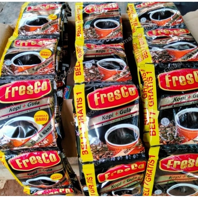 

Kopi FRESCO Hitam + gula, PROMO Beli 1 gratis 1, kopi bubuk instant