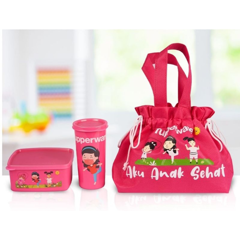 aku anak sehat tupperware kotak bekal anak hijau atau pink