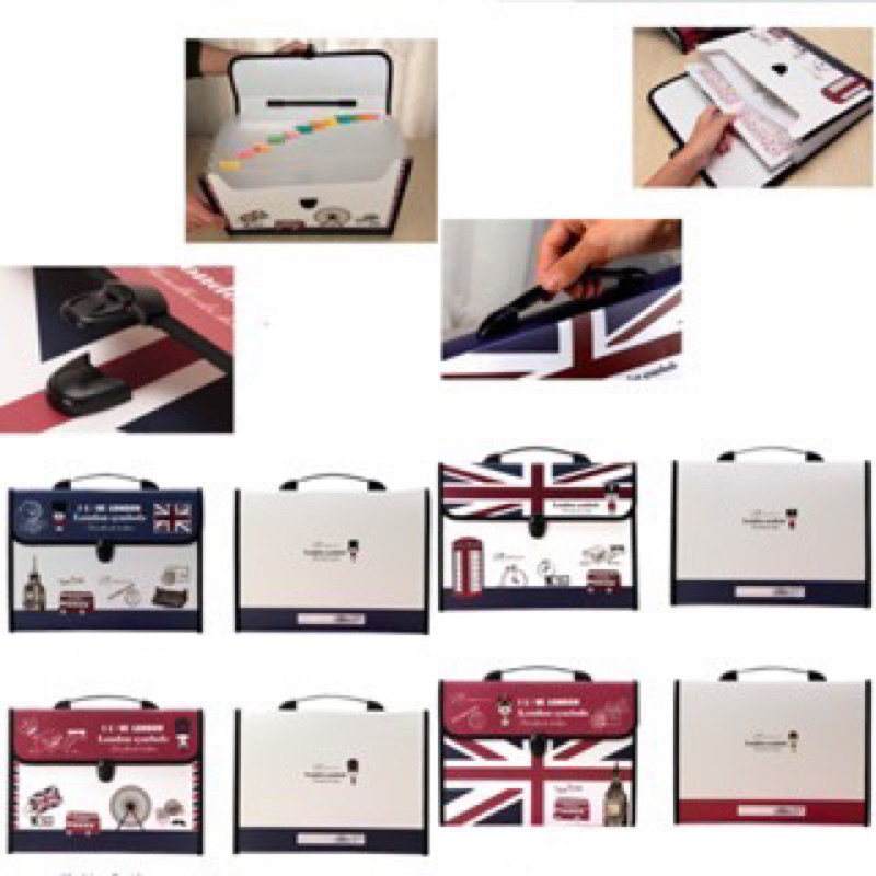 document folder organizer bag tas dokumen map A4 expanding slot file folder tema london