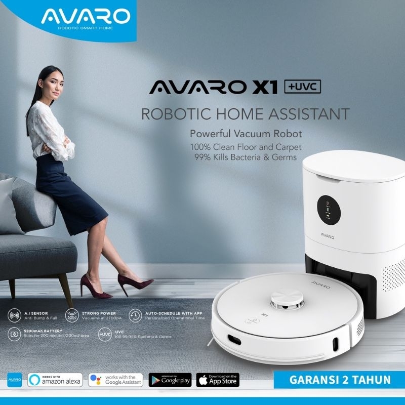 AVARO X1 Robot Vacuum Cleaner Portable Vacum Cleaner Rumah Vaccum Cleaner 3 in 1 Mode