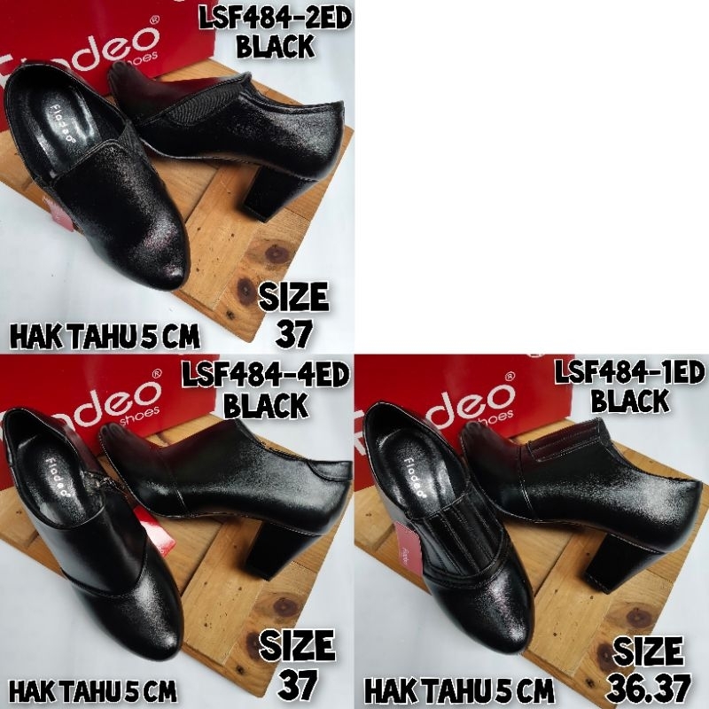 SEPATU KERJA PANTOFEL WANITA ORIGINAL FLADEO HAK 5CM WARNA HITAM