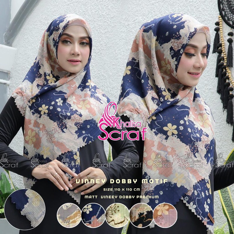 HIJAB JILBAB SEGIEMPAT VINAY MOTIF KHALISA SCRAF