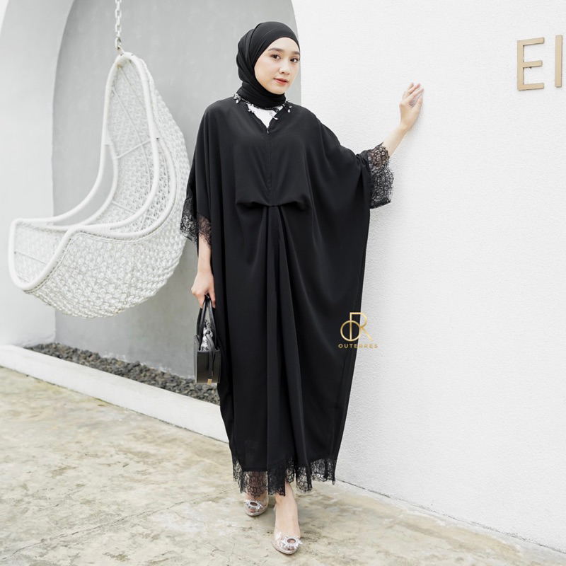 Outerres - ZEETA RAYA KAFTAN WITH BRUKAT | Kaftan Lebaran Kondangan Dress Gamis Muslim Renda Wanita