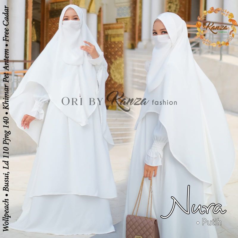 DheestyFashion Gamis PUTIH Terbaru Gamis Set Khimar by kanza