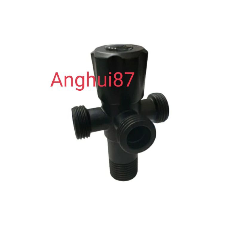 Stop kran cabang 3 Hitam stainless sus 304 / kran cabang closet stainless Black 3 way