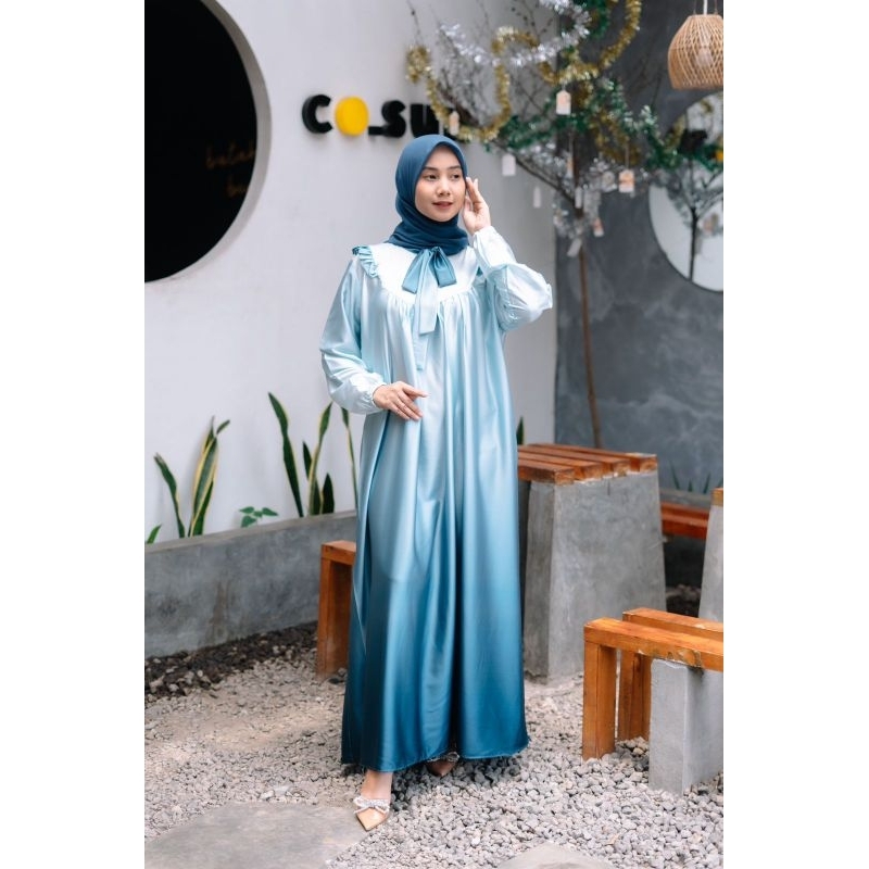 Gamis RUBY GRADASI EVELYN JAGUARD ARMANY SILK WAFDA DAN MAXMARA ROSE batik dress kilap mewah pesta syari muslim motif busana wanita kondangan hajatan komunitas