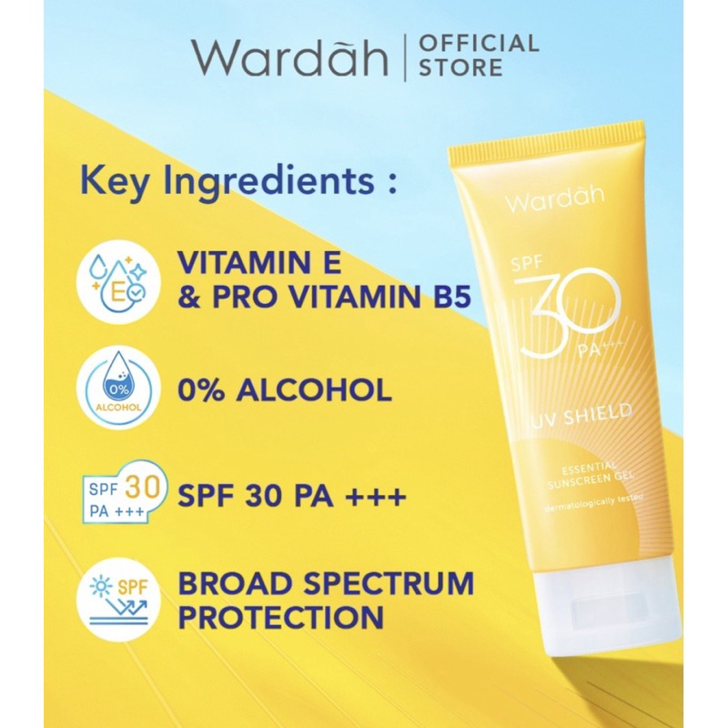 WARDAH UV Shield Essential Sunscreen Gel SPF 30 PA+++ 40ml