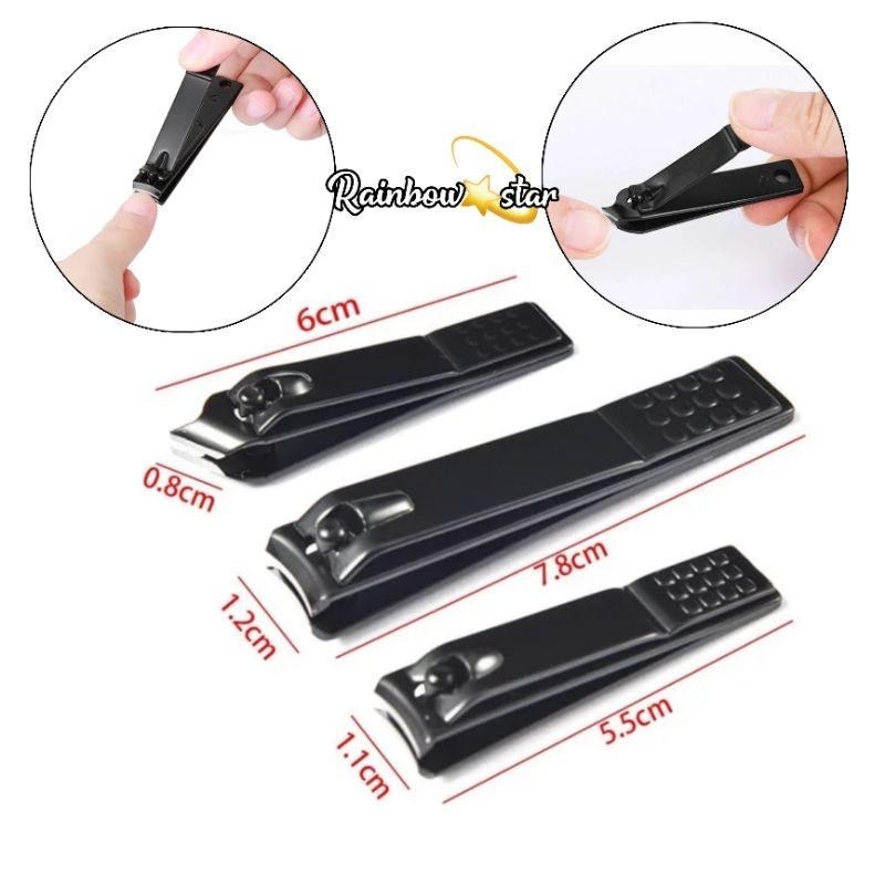 Gunting Kuku Bentuk Miring Bengkok Nail Clipper Gunting Kuku Besar Kecil Manicure Pedicure Tools Black Gold