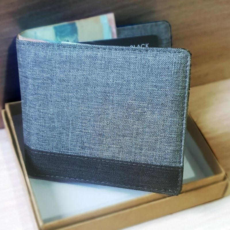 Dompet Pria Bahan Kanvas Tebal DK900C Free BOX Dompet Lipat Polos / Dompet Cowok / Dompet Kanvas / Dompet Pendek / Dompet Trendi / Dompet Gaul / Dompet Keren / Dompet Canvas