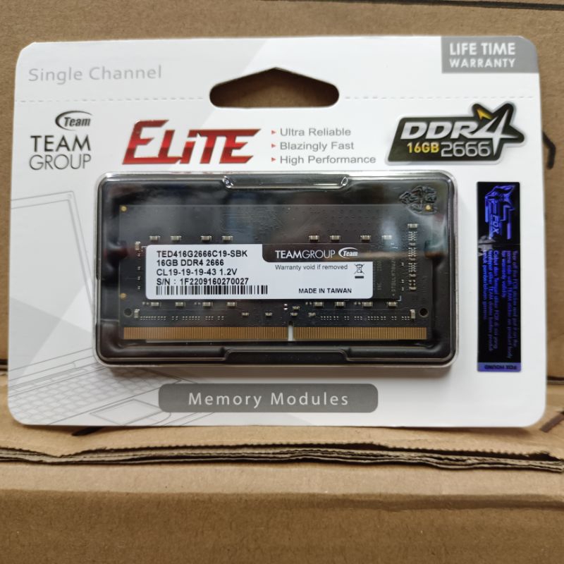 Team Elite SODIMM 16GB DDR4 2666Mhz - Memory RAM Laptop