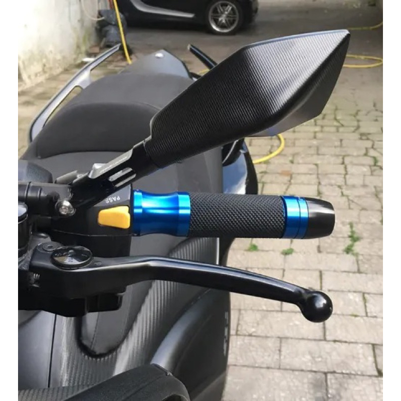 PROMO TERMURAH Spion Tomok V5 Full Kaca Biru Datar Cnc plus Breket Universal Aerox Nmax PCX ADV Mio Vario Beat Fino Scoopy Spacy Lexi Vixion Byson dll